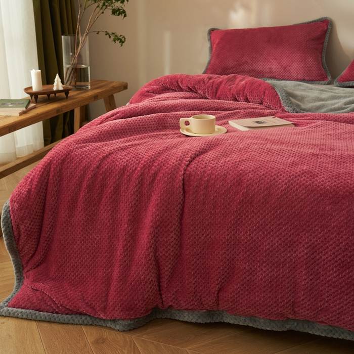 91家纺网 家纺一手货源 找家纺 早晨家纺 2025新款尚流款-提花双层毛毯【拉链款】 尚流-豆沙