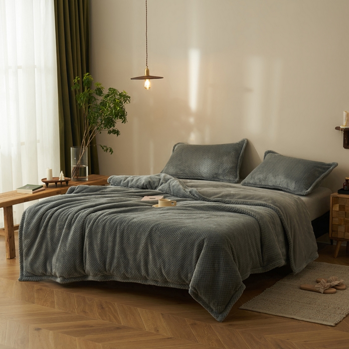 91家纺网 家纺一手货源 找家纺 早晨家纺 2025新款尚流款-提花双层毛毯【拉链款】 尚流-浅灰