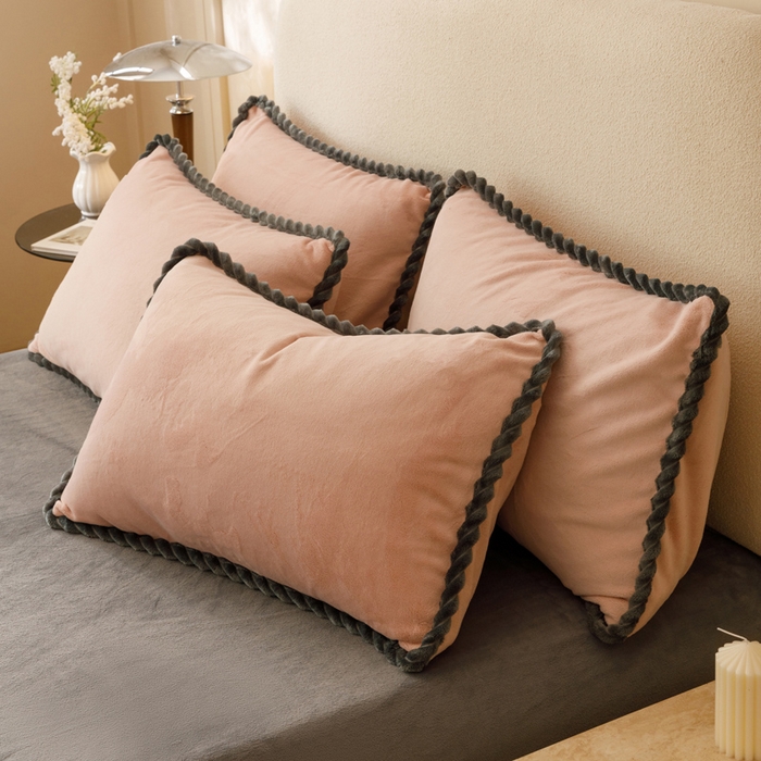 91家纺网 家纺一手货源 找家纺 早晨家纺 2025新款双拼牛奶绒-单被套 双拼玉色+浅灰