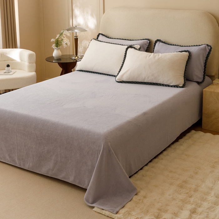 91家纺网 家纺一手货源 找家纺 早晨家纺 2025新款双拼牛奶绒-单被套 双拼奶白+浅紫