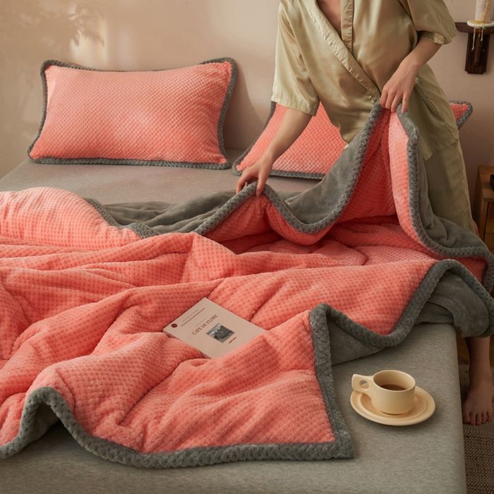 91家纺网 家纺一手货源 找家纺 早晨家纺 2025新款尚流款-提花双层毛毯【拉链款】 尚流-玉