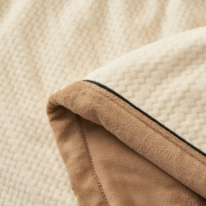 91家纺网 家纺一手货源 找家纺 （总）早晨家纺 2025新款青沐款-提花双层毛毯【拉链款】