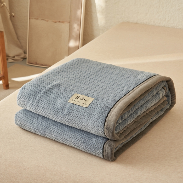 91家纺网 家纺一手货源 找家纺 早晨家纺 2025新款青沐款-提花双层毛毯【拉链款】 青沐-宾利蓝