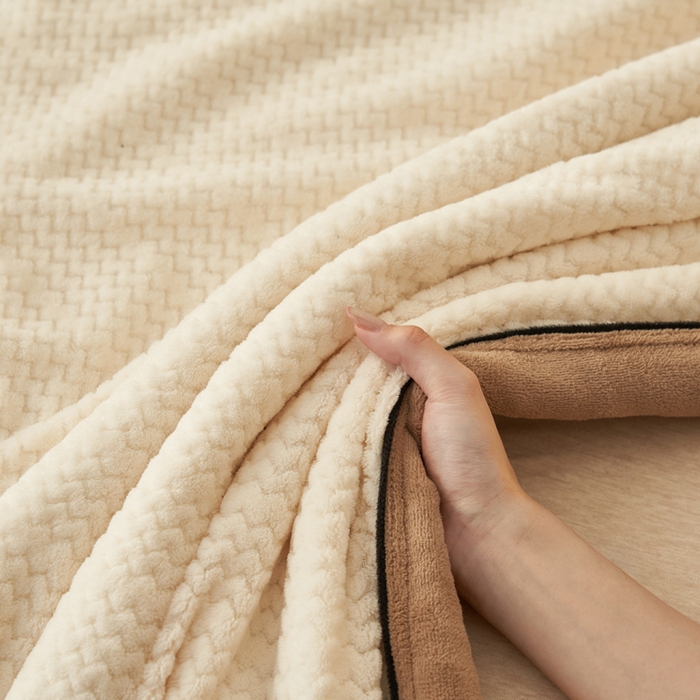 91家纺网 家纺一手货源 找家纺 （总）早晨家纺 2025新款青沐款-提花双层毛毯【拉链款】