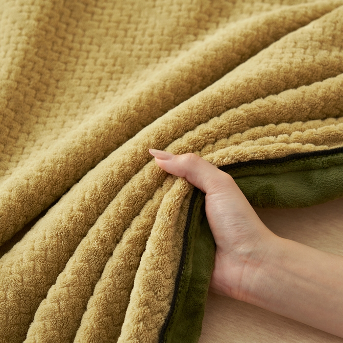 91家纺网 家纺一手货源 找家纺 早晨家纺 2025新款青沐款-提花双层毛毯【拉链款】 青沐-浅水绿