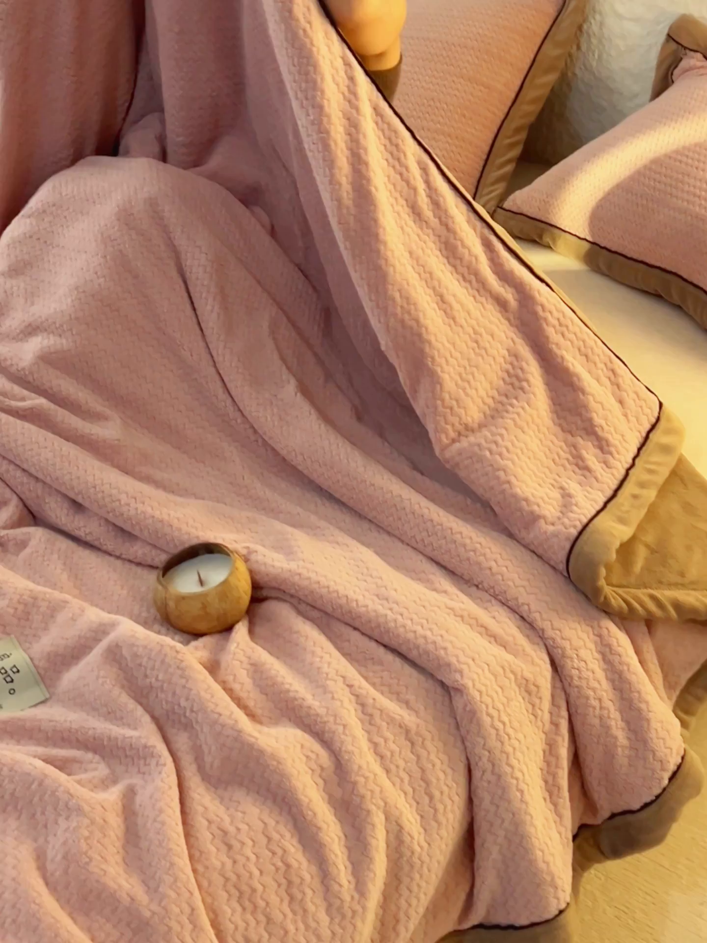 91家纺网 家纺一手货源 找家纺 早晨家纺 2025新款青沐款-提花双层毛毯【拉链款】 青沐-豆沙