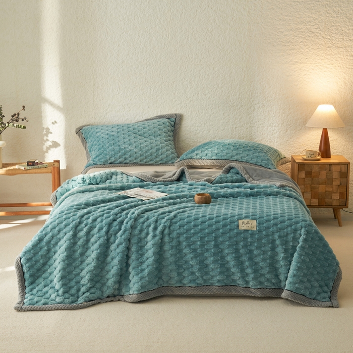 91家纺网 家纺一手货源 找家纺 （总）早晨家纺 2025新款金贵款-提花双层毛毯【拉链款】