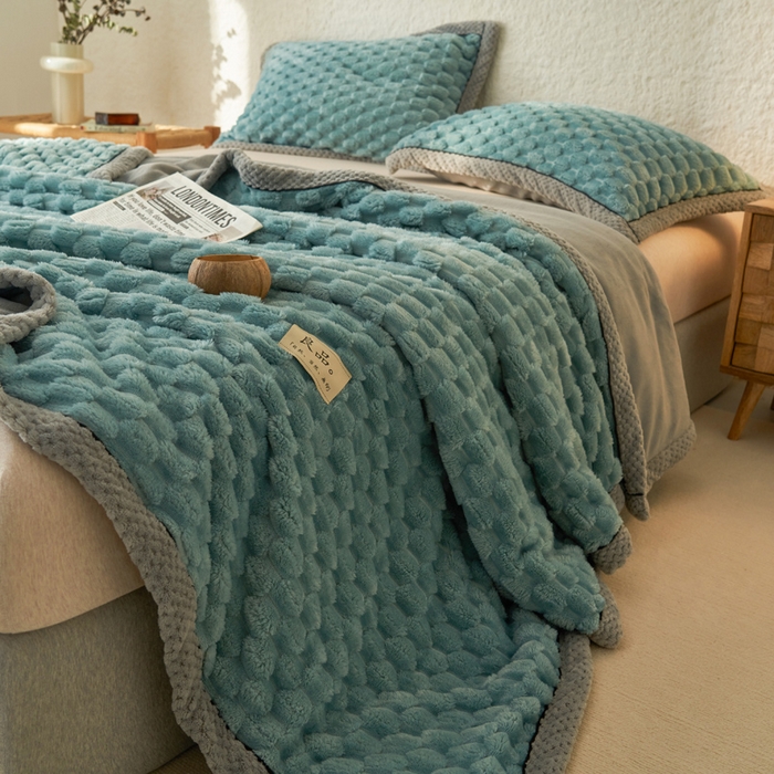 91家纺网 家纺一手货源 找家纺 （总）早晨家纺 2025新款金贵款-提花双层毛毯【拉链款】