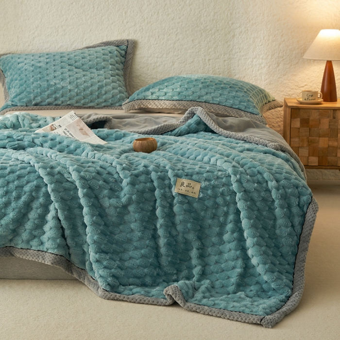 91家纺网 家纺一手货源 找家纺 （总）早晨家纺 2025新款金贵款-提花双层毛毯【拉链款】