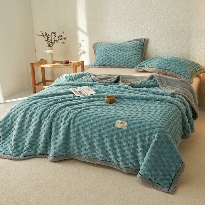 91家纺网 家纺一手货源 找家纺 （总）早晨家纺 2025新款金贵款-提花双层毛毯【拉链款】