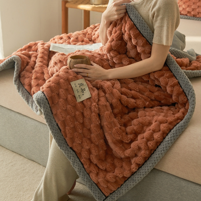 91家纺网 家纺一手货源 找家纺 早晨家纺 2025新款金贵款-提花双层毛毯【拉链款】 金贵-焦糖