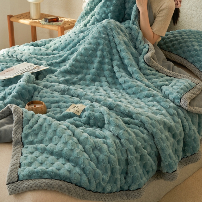 91家纺网 家纺一手货源 找家纺 早晨家纺 2025新款金贵款-提花双层毛毯【拉链款】 金贵-宾利蓝