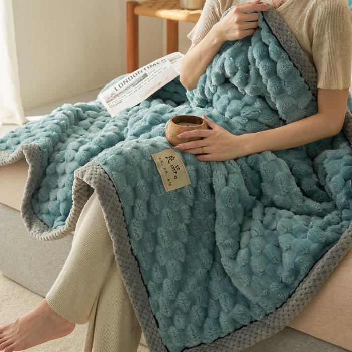 91家纺网 家纺一手货源 找家纺 （总）早晨家纺 2025新款金贵款-提花双层毛毯【拉链款】