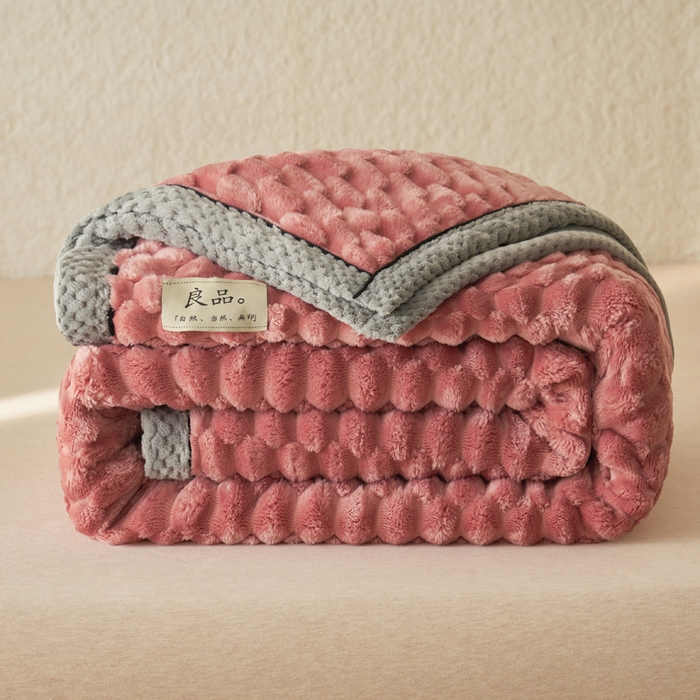 91家纺网 家纺一手货源 找家纺 早晨家纺 2025新款金贵款-提花双层毛毯【拉链款】 金贵-豆沙