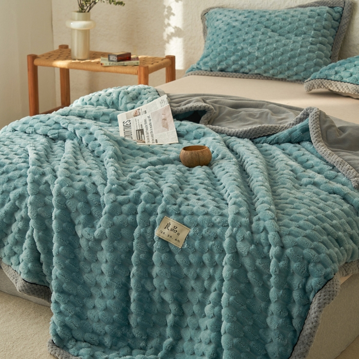 91家纺网 家纺一手货源 找家纺 （总）早晨家纺 2025新款金贵款-提花双层毛毯【拉链款】