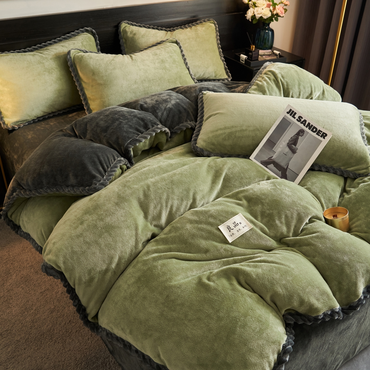 91家纺网 家纺一手货源 找家纺 （总）早晨家纺 2025新款黑金牛奶绒纯色可拆洗冬被风格1