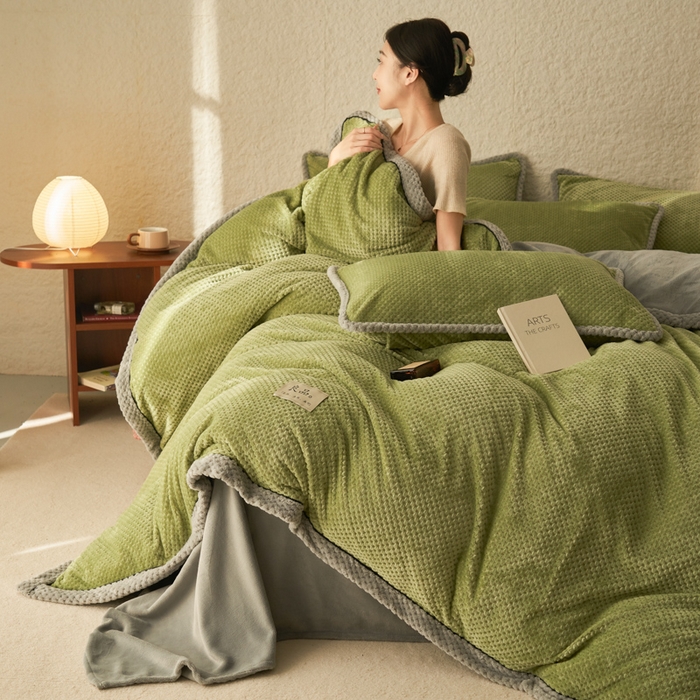 91家纺网 家纺一手货源 找家纺 （总）早晨家纺 2025新款尚流款牛奶绒提花-单被套