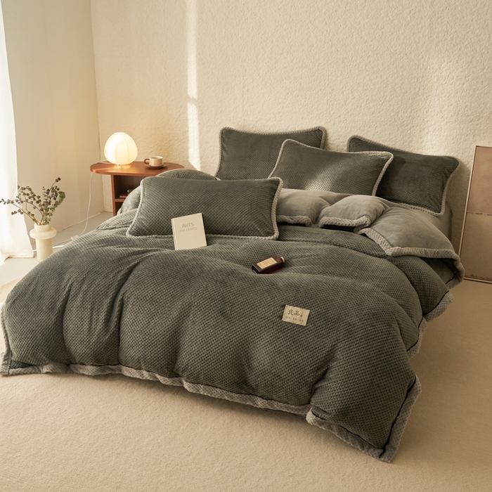 91家纺网 家纺一手货源 找家纺 早晨家纺 2025新款尚流款牛奶绒提花-单被套 尚流-深灰