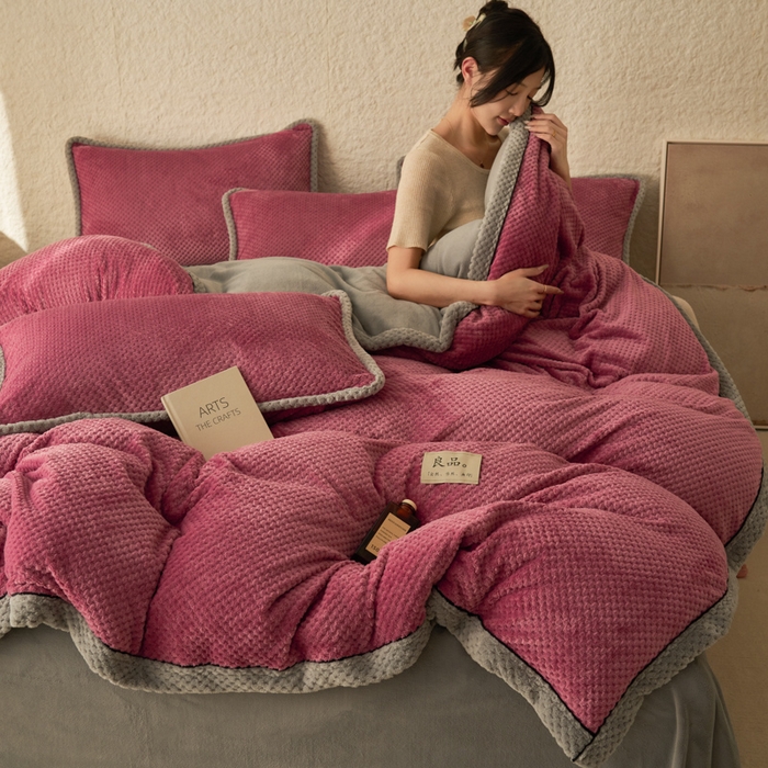 91家纺网 家纺一手货源 找家纺 早晨家纺 2025新款尚流款牛奶绒提花-单被套 尚流-豆沙