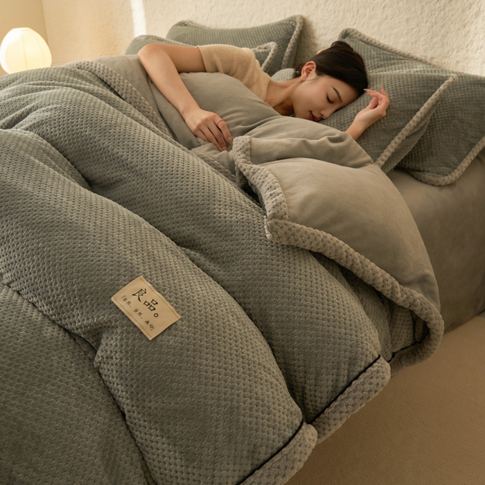 早晨家纺 2025新款尚流款牛奶绒提花-单被套 尚流-浅灰