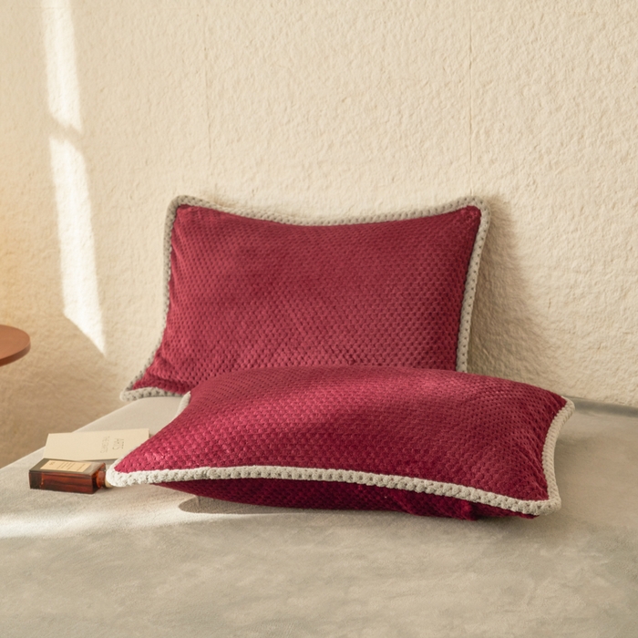 91家纺网 家纺一手货源 找家纺 早晨家纺 2025新款尚流款牛奶绒提花-单被套 尚流-酒红