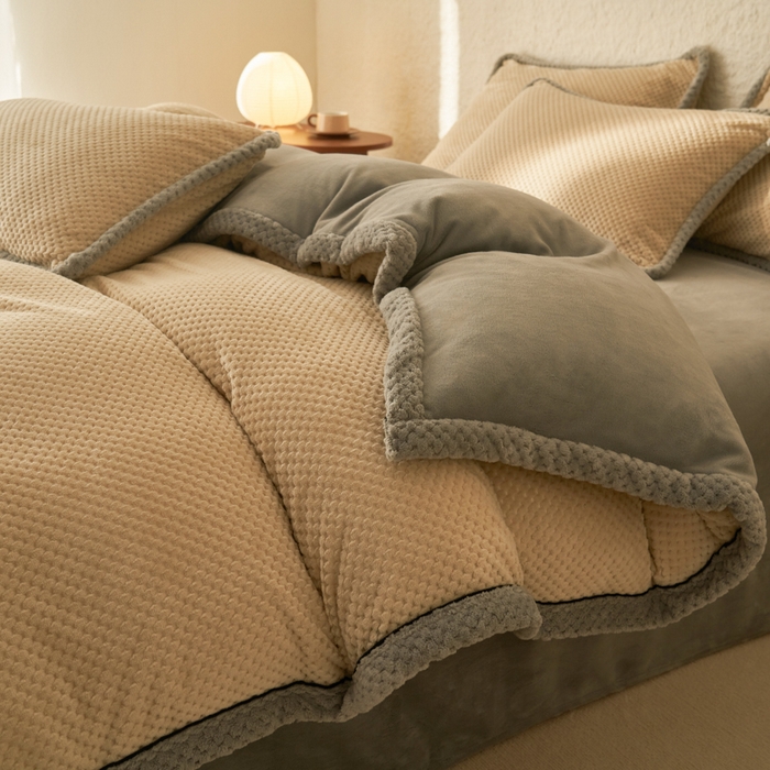 91家纺网 家纺一手货源 找家纺 早晨家纺 2025新款尚流款牛奶绒提花-单被套 尚流-米驼