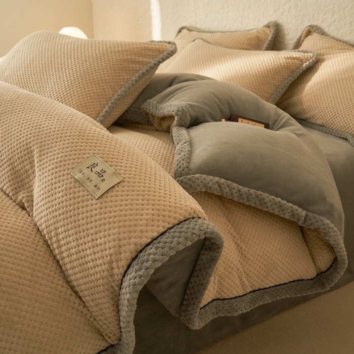 91家纺网 家纺一手货源 找家纺 早晨家纺 2025新款尚流款牛奶绒提花-单被套 尚流-米驼