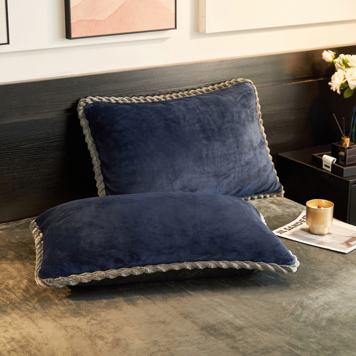 91家纺网 家纺一手货源 找家纺 早晨家纺 2025新款黑金牛奶绒纯色可拆洗冬被风格1 黑金-深蓝