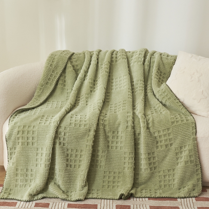 91家纺网 家纺一手货源 找家纺 （总）早晨家纺 2025新款华夫格款-提花单层毛毯