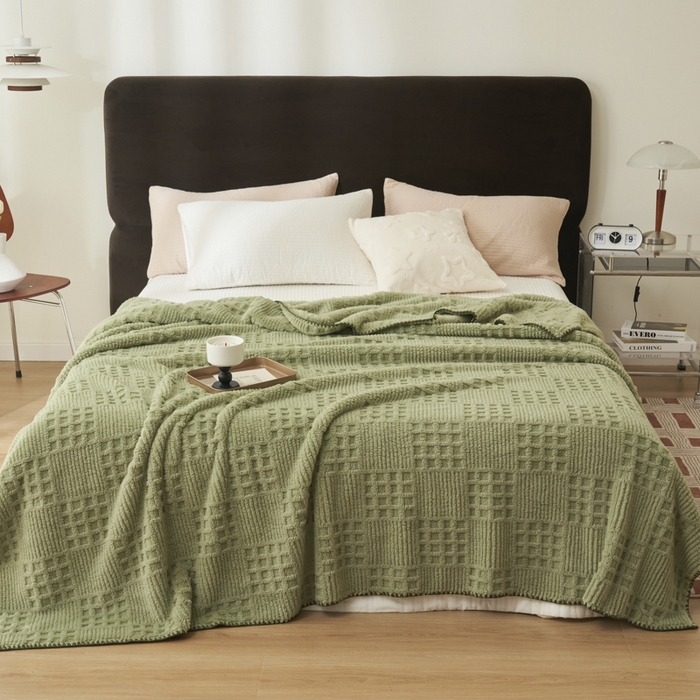 91家纺网 家纺一手货源 找家纺 （总）早晨家纺 2025新款华夫格款-提花单层毛毯