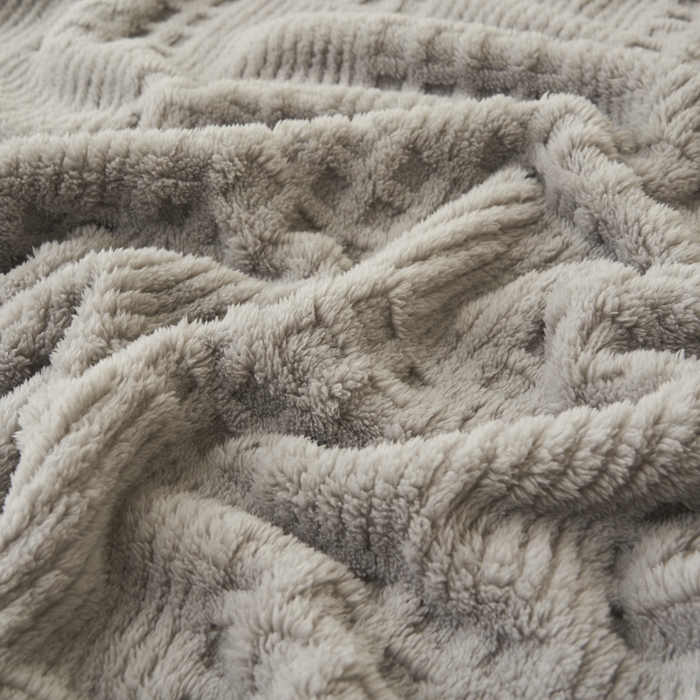 91家纺网 家纺一手货源 找家纺 早晨家纺 2025新款华夫格款-提花单层毛毯 华夫格-银灰