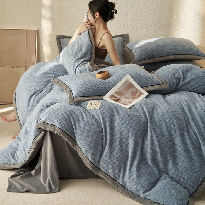 91家纺网 家纺一手货源 找家纺 （总）早晨家纺 2025新款青沐款牛奶绒提花-单被套