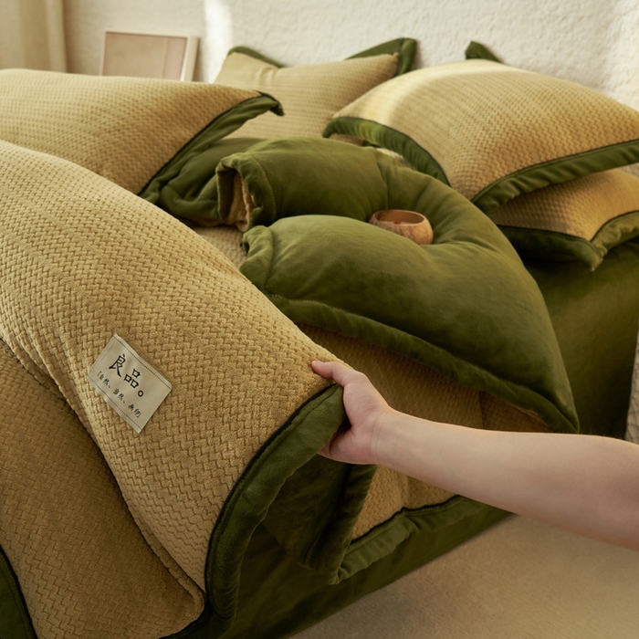 91家纺网 家纺一手货源 找家纺 早晨家纺 2025新款青沐款牛奶绒提花-单被套 青沐-浅水绿