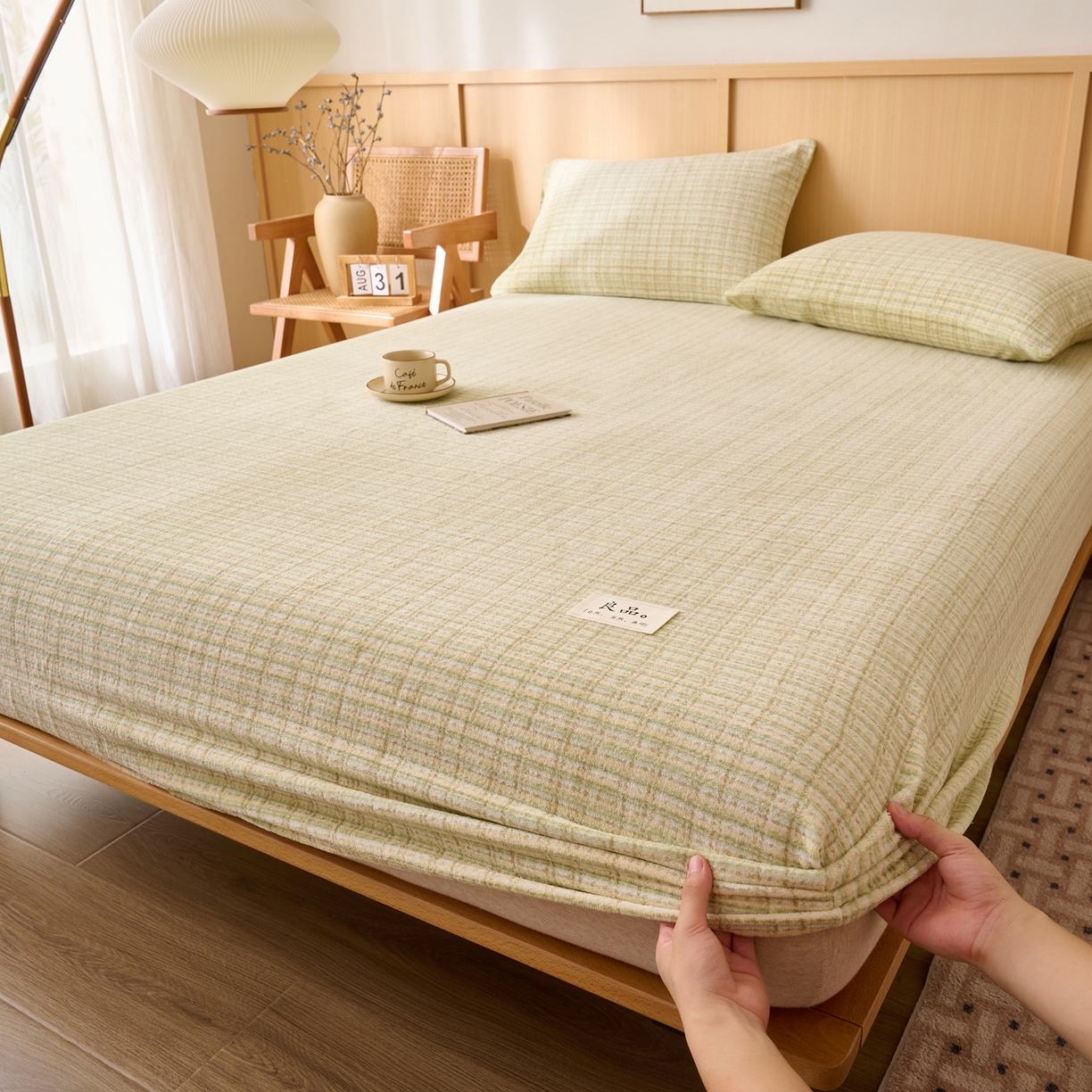 91家纺网 家纺一手货源 找家纺 早晨家纺 2025新款野牧款高克重牛奶绒印花单床笠 野牧-香风黄