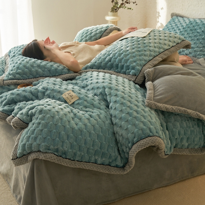 91家纺网 家纺一手货源 找家纺 （总）早晨家纺 2025新款金贵款兔毛绒提花-单被套