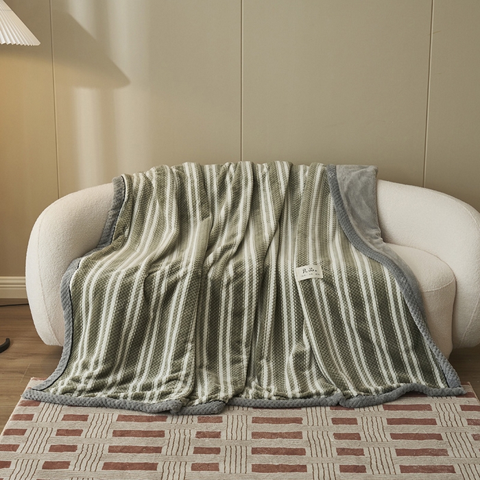 91家纺网 家纺一手货源 找家纺 早晨家纺 2025新款豆豆绒-无印双层毛毯【拉链款】 豆豆绒-绿条