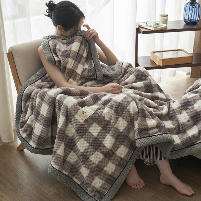 91家纺网 家纺一手货源 找家纺 （总）早晨家纺 2025新款豆豆绒-无印双层毛毯【拉链款】