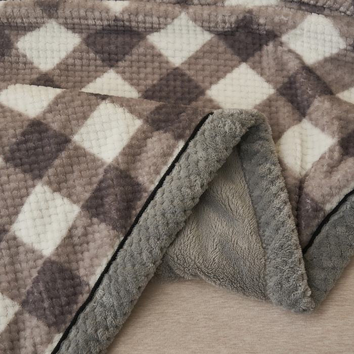 91家纺网 家纺一手货源 找家纺 早晨家纺 2025新款豆豆绒-无印双层毛毯【拉链款】 豆豆绒-多格咖