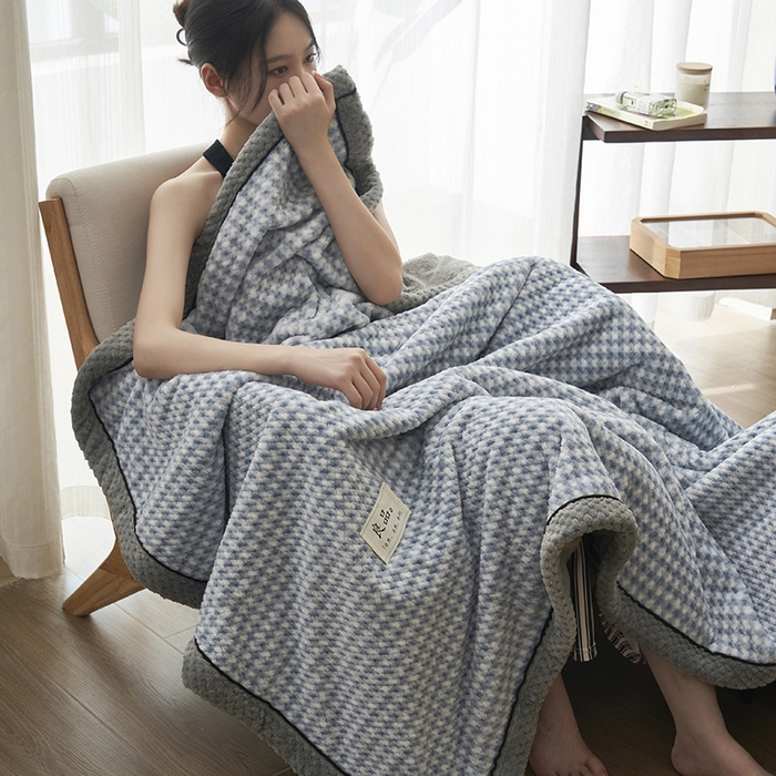 91家纺网 家纺一手货源 找家纺 （总）早晨家纺 2025新款豆豆绒-无印双层毛毯【拉链款】