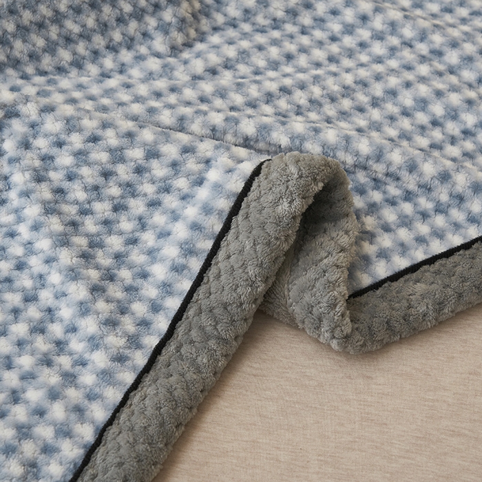 91家纺网 家纺一手货源 找家纺 早晨家纺 2025新款豆豆绒-无印双层毛毯【拉链款】 豆豆绒-小格蓝