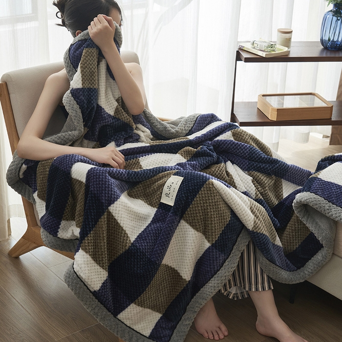 91家纺网 家纺一手货源 找家纺 （总）早晨家纺 2025新款豆豆绒-无印双层毛毯【拉链款】