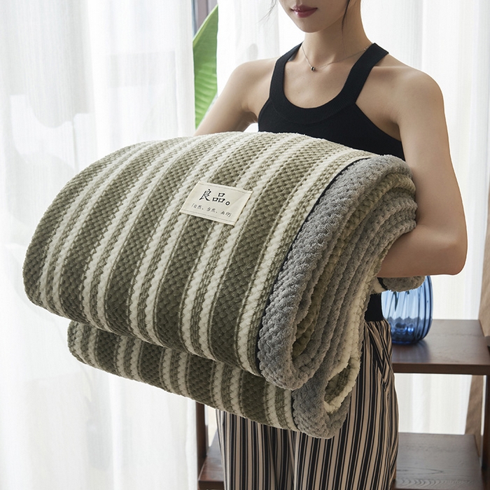 91家纺网 家纺一手货源 找家纺 早晨家纺 2025新款豆豆绒-无印双层毛毯【拉链款】 豆豆绒-绿条