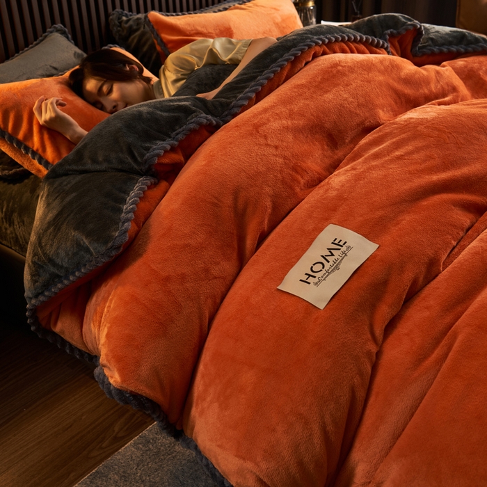 91家纺网 家纺一手货源 找家纺 （总）早晨家纺 2025新款黑金牛奶绒纯色-单被套系列风格2