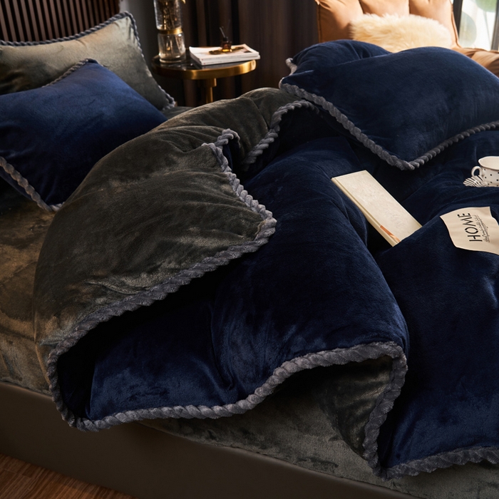 91家纺网 家纺一手货源 找家纺 早晨家纺 2025新款黑金牛奶绒纯色-单被套系列风格2 黑金-深蓝