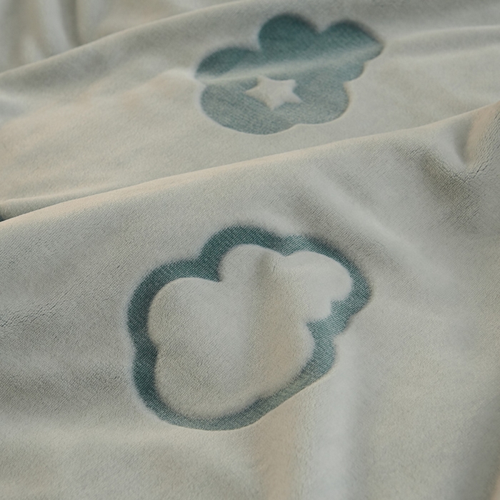 91家纺网 家纺一手货源 找家纺 早晨家纺 2025新款北影款-印花单层毛毯 北影云朵-孔雀