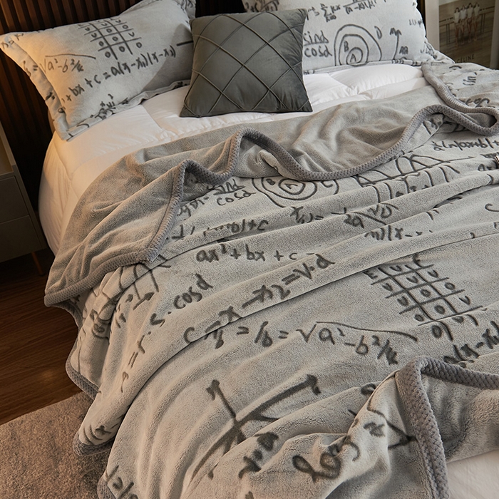 91家纺网 家纺一手货源 找家纺 早晨家纺 2025新款北影款-印花单层毛毯 北影方程-灰