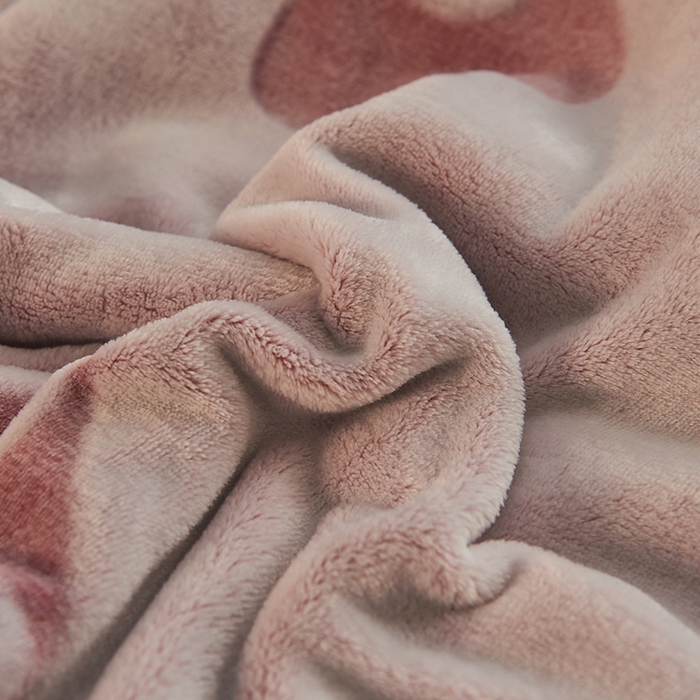 91家纺网 家纺一手货源 找家纺 早晨家纺 2025新款北影款-印花单层毛毯 北影四叶-豆沙