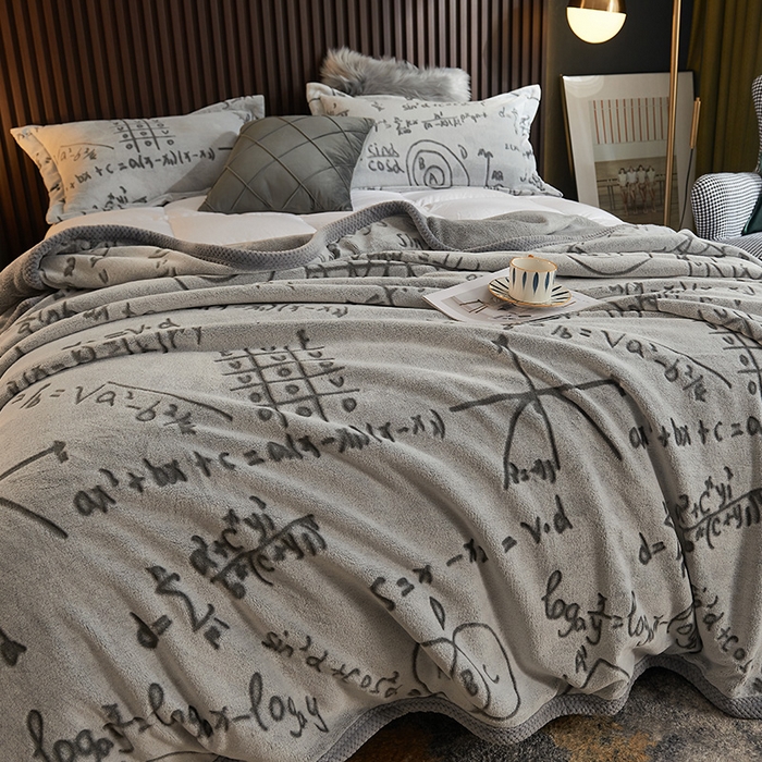 91家纺网 家纺一手货源 找家纺 早晨家纺 2025新款北影款-印花单层毛毯 北影方程-灰