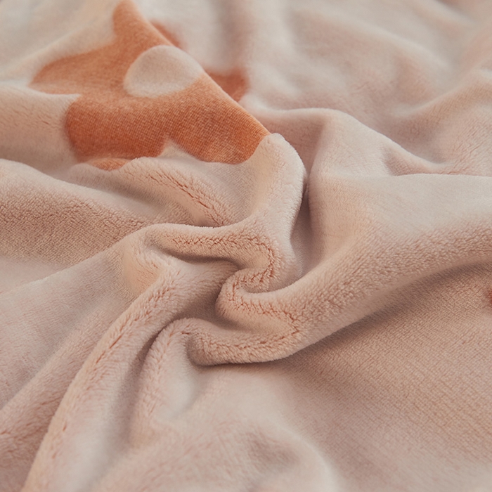 91家纺网 家纺一手货源 找家纺 早晨家纺 2025新款北影款-印花单层毛毯 北影四叶-桔