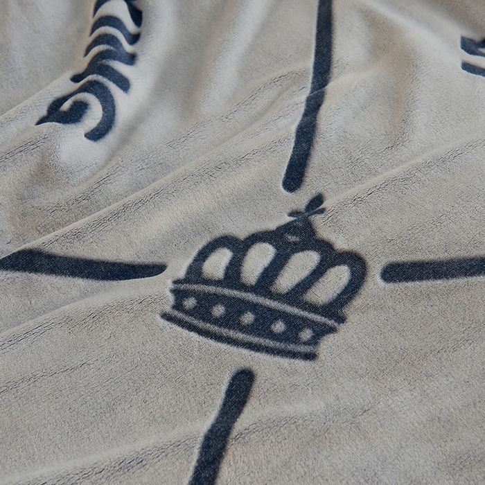 91家纺网 家纺一手货源 找家纺 早晨家纺 2025新款北影款-印花单层毛毯 北影皇冠-蓝